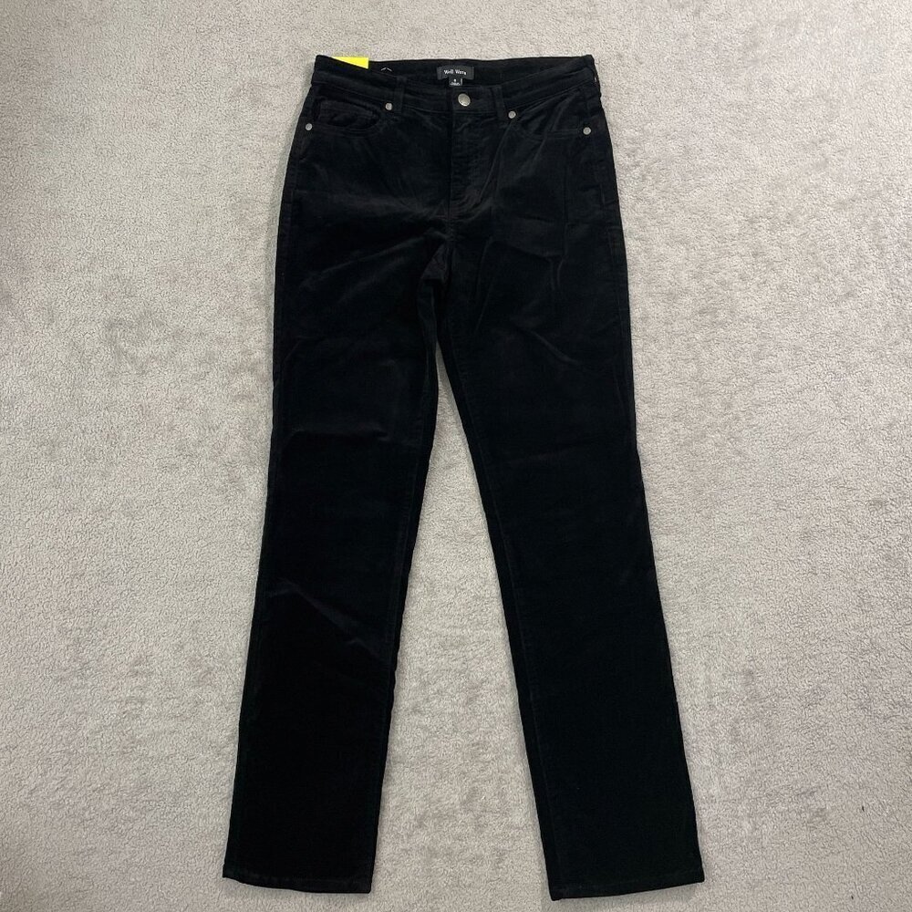 NEW Well Worn Womens 6 Black High Rise Corduroy Straight Leg Pants